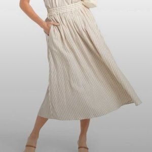 Target 'A New Day' Smocked Waist Mid-Rise A-Line Skirt (cream striped, size S)
